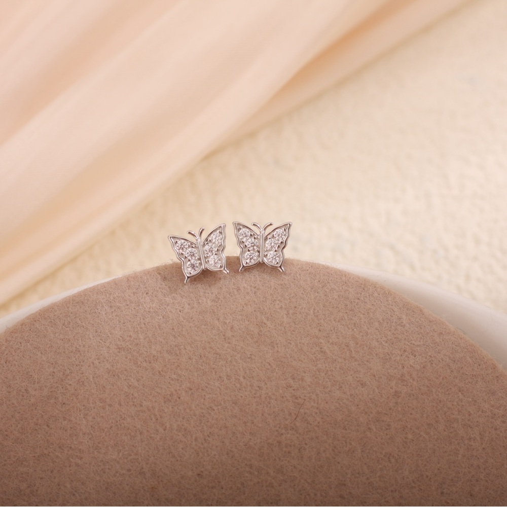 Elegant Silver Butterfly Stud Earrings
